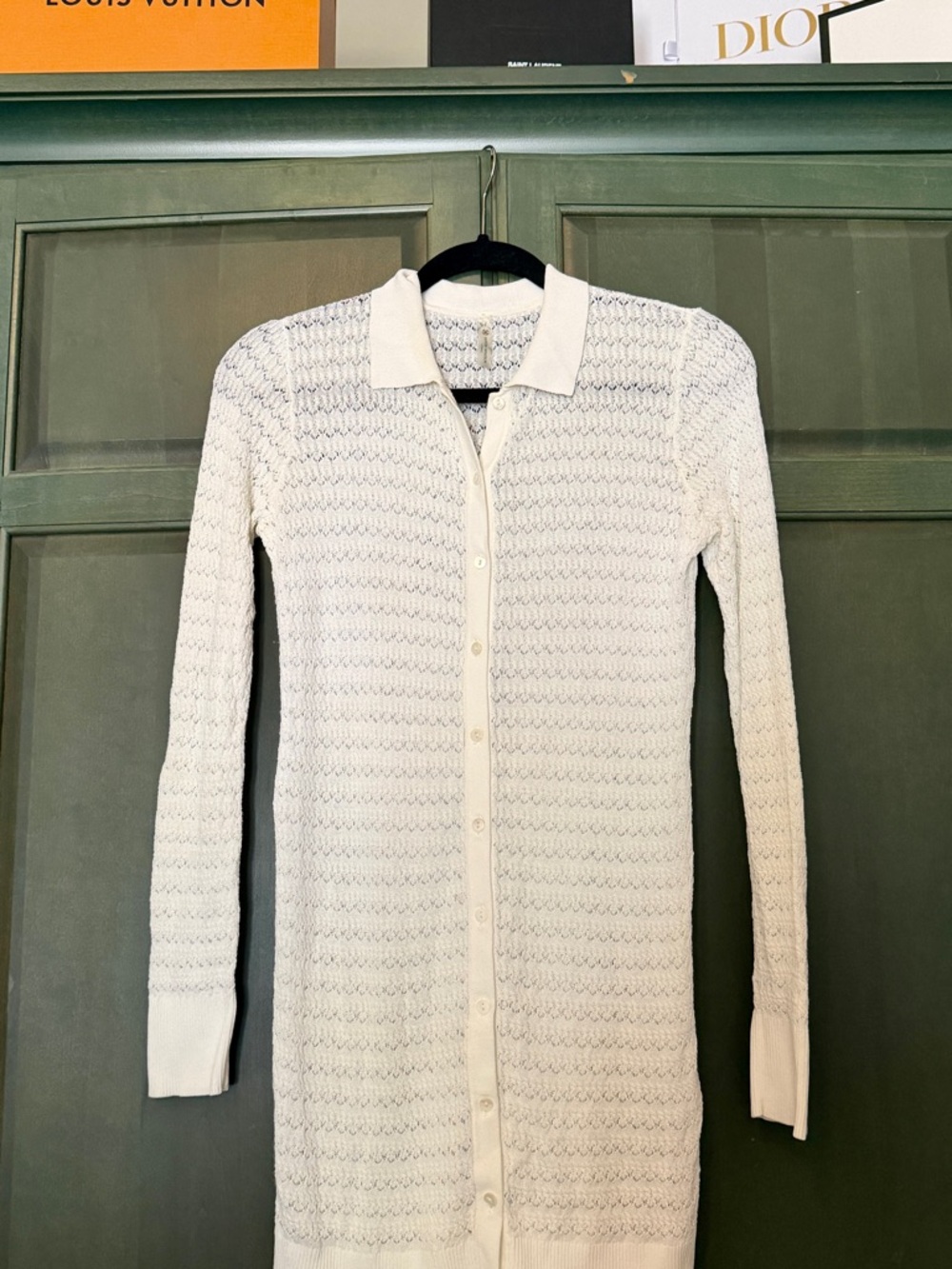 Revolve Devon Windsor Maise Button Up Tunic Dress Swim Cover White Crochet XS